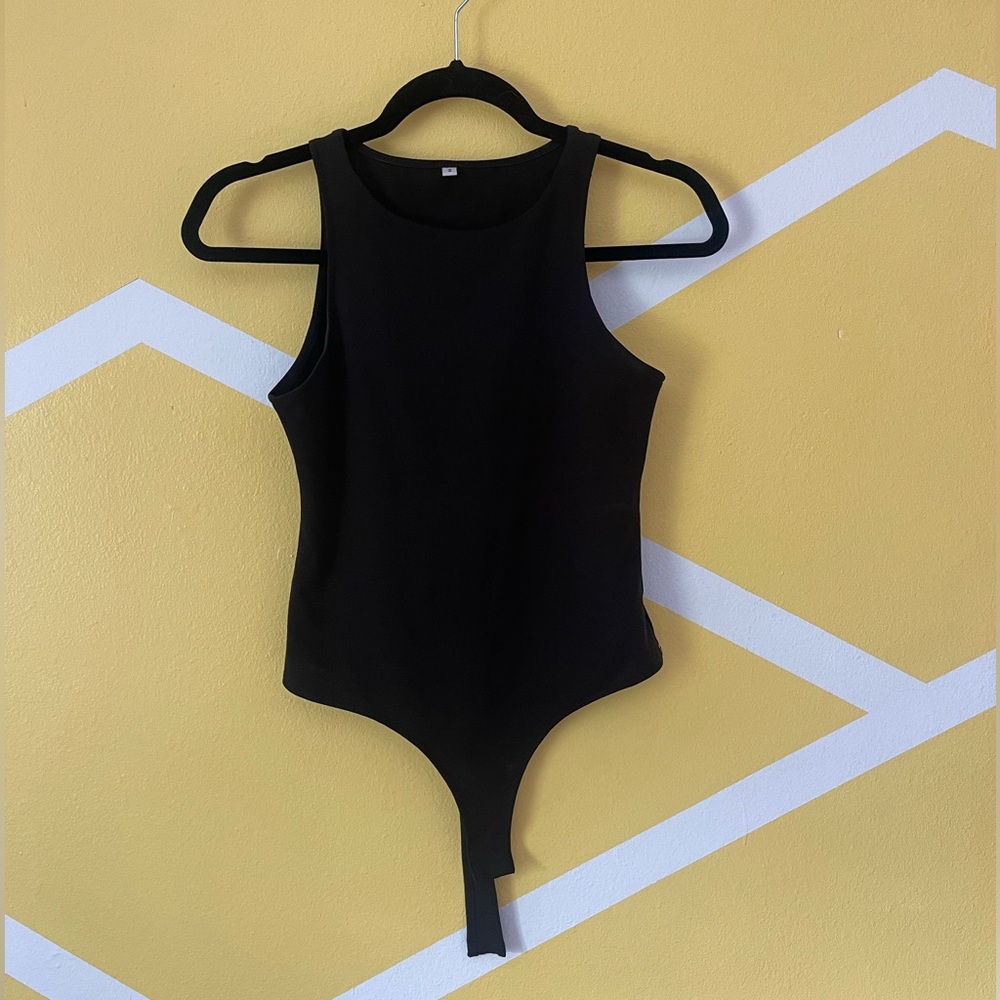 High Neck Sleeveless Racerback Halter Thong Bodysuit